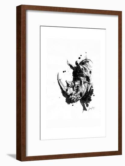 Inked Rhino-James Grey-Framed Art Print