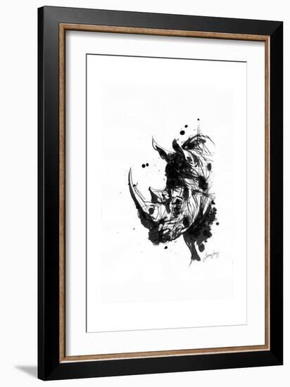 Inked Rhino-James Grey-Framed Art Print