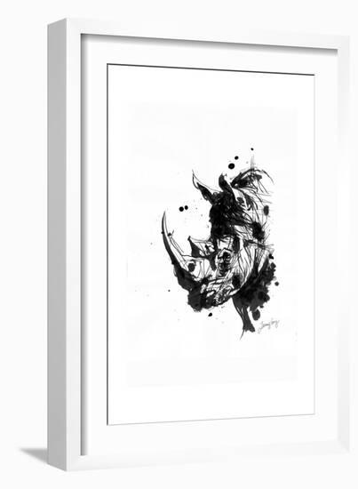 Inked Rhino-James Grey-Framed Art Print