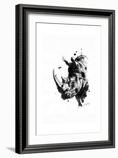 Inked Rhino-James Grey-Framed Art Print