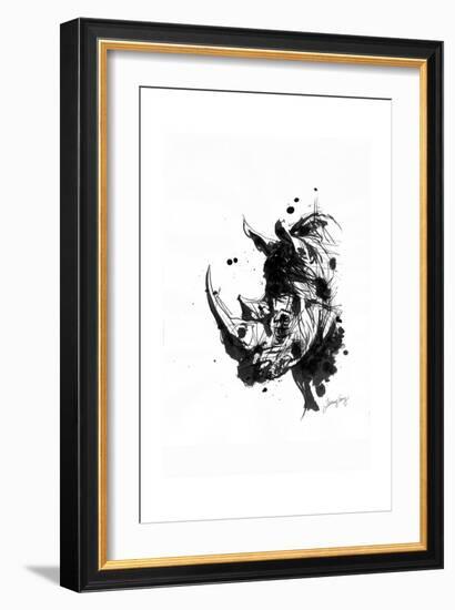 Inked Rhino-James Grey-Framed Art Print