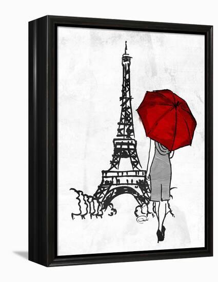 Inked Walk Away Mate Red Umbrella-OnRei-Framed Stretched Canvas