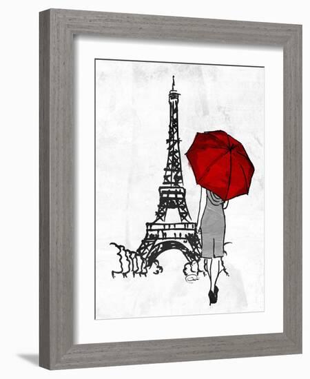 Inked Walk Away Mate Red Umbrella-OnRei-Framed Art Print