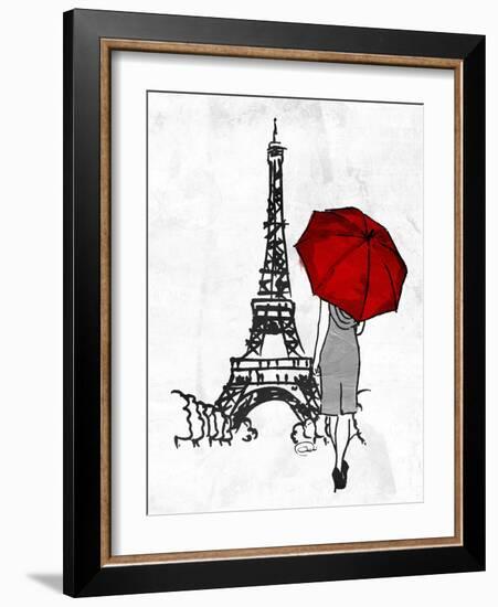 Inked Walk Away Mate Red Umbrella-OnRei-Framed Art Print