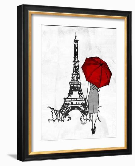 Inked Walk Away Mate Red Umbrella-OnRei-Framed Art Print
