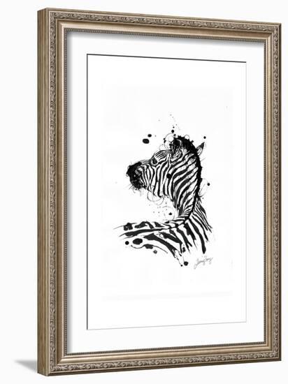 Inked Zebra-James Grey-Framed Art Print