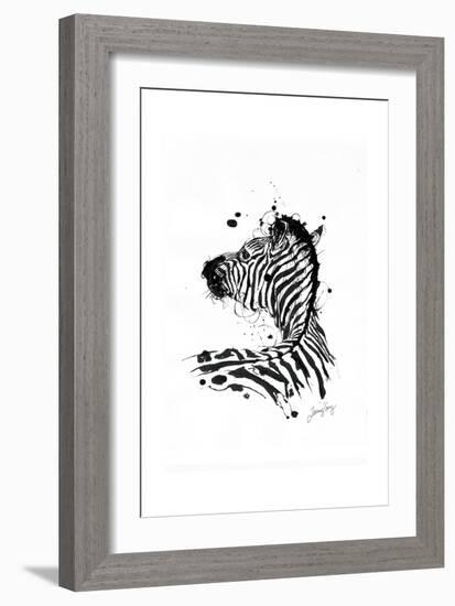 Inked Zebra-James Grey-Framed Art Print