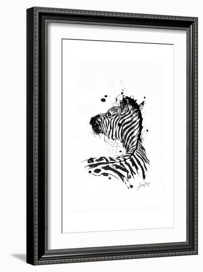 Inked Zebra-James Grey-Framed Art Print