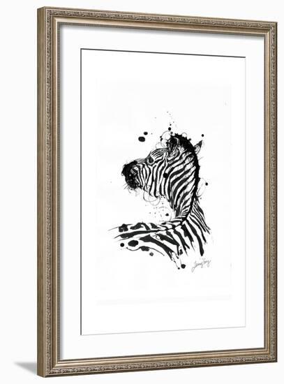 Inked Zebra-James Grey-Framed Art Print