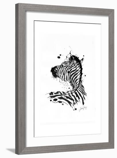 Inked Zebra-James Grey-Framed Art Print