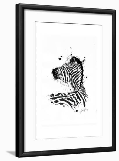 Inked Zebra-James Grey-Framed Art Print