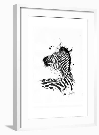 Inked Zebra-James Grey-Framed Art Print