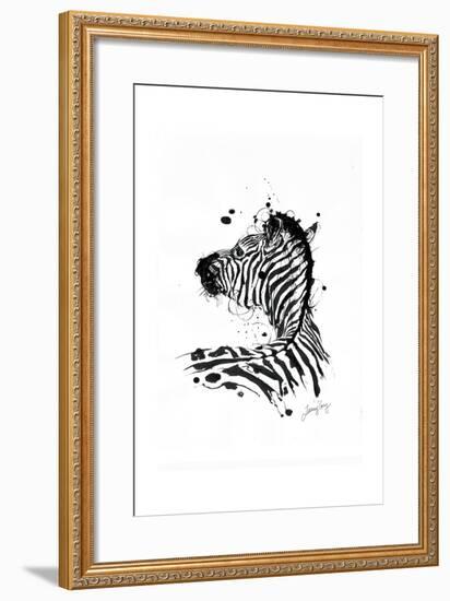 Inked Zebra-James Grey-Framed Art Print