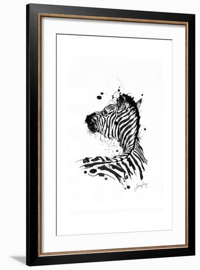 Inked Zebra-James Grey-Framed Art Print