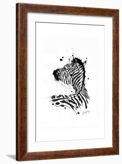 Inked Zebra-James Grey-Framed Art Print