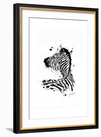 Inked Zebra-James Grey-Framed Art Print