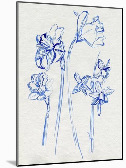 Inky Daffodils I-Jennifer Parker-Mounted Art Print