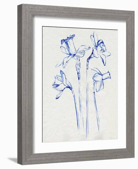 Inky Daffodils II-Jennifer Parker-Framed Art Print