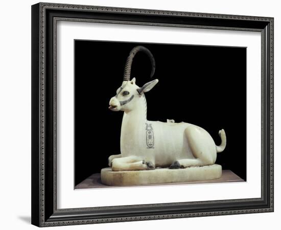 Inlaid Alabaster Unguent Jar in the Form of an Ibex, with One Natural Horn, Egypt, North Africa-Robert Harding-Framed Photographic Print