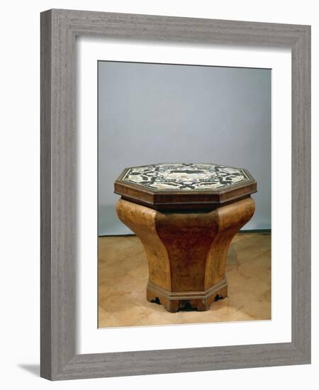 Inlaid Walnut Root Octagonal Table-Gerolamo Messina-Framed Giclee Print