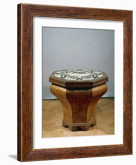 Inlaid Walnut Root Octagonal Table-Gerolamo Messina-Framed Giclee Print