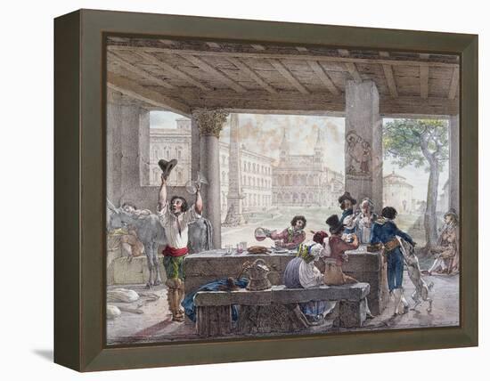 Inn in Rome, Engraved by Francois Alexandre Villain (1798-1884) C.1820-30-Antoine Jean-Baptiste Thomas-Framed Premier Image Canvas