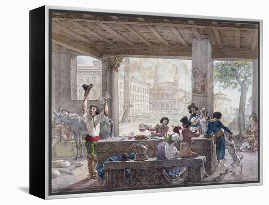 Inn in Rome, Engraved by Francois Alexandre Villain (1798-1884) C.1820-30-Antoine Jean-Baptiste Thomas-Framed Premier Image Canvas