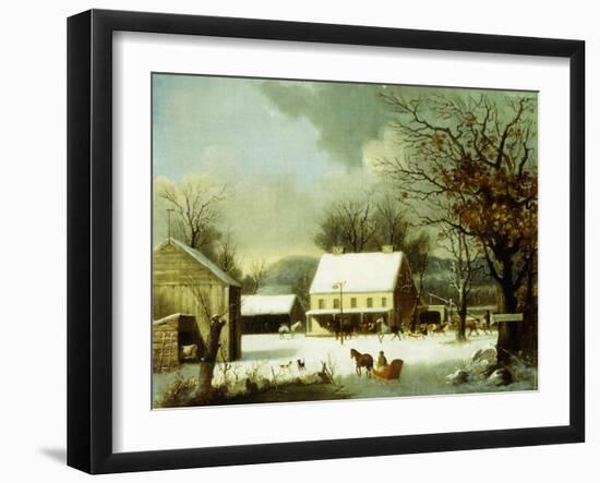 Inn Scene, Seven Miles to New Haven-George Henry Durrie-Framed Giclee Print