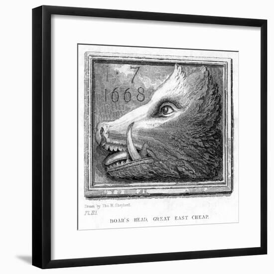 Inn Sign from the Boar's Head Tavern, Eastcheap, London, 19th Century-J Tingle-Framed Giclee Print