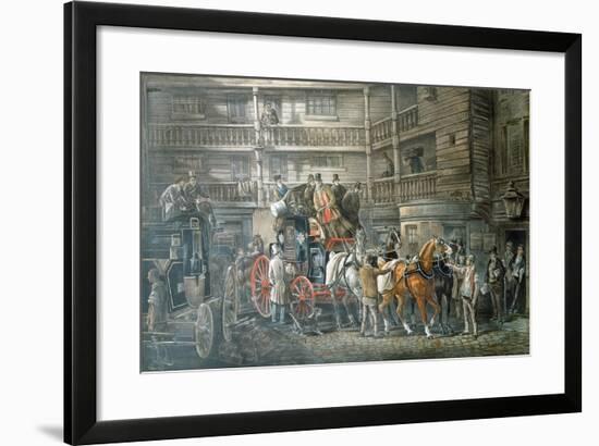 Inn Yard with Mail Coach Preparing to Leave, C1840-null-Framed Giclee Print