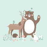 Vector Illustration, Forest Animals, Deer, Bear, Rabbit, Hedgehog, Bird-Inna Moreva-Art Print