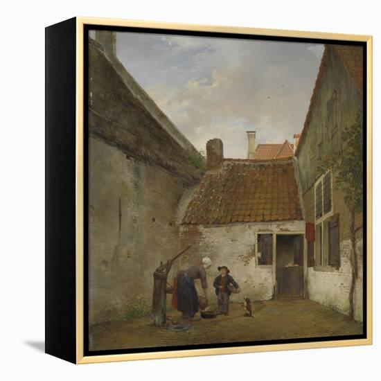 Inner Courtyard, Andreas Schelfhout-Andreas Schelfhout-Framed Stretched Canvas