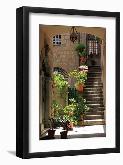 Inner Courtyard in the Old Town of Orvieto with Souvenir Shop, Orvieto, Italy-null-Framed Art Print