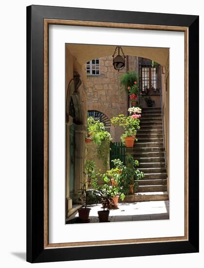 Inner Courtyard in the Old Town of Orvieto with Souvenir Shop, Orvieto, Italy-null-Framed Art Print