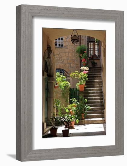 Inner Courtyard in the Old Town of Orvieto with Souvenir Shop, Orvieto, Italy-null-Framed Art Print