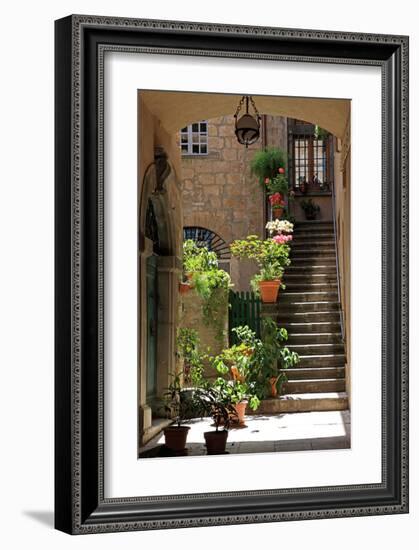 Inner Courtyard in the Old Town of Orvieto with Souvenir Shop, Orvieto, Italy-null-Framed Art Print