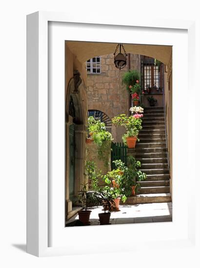 Inner Courtyard in the Old Town of Orvieto with Souvenir Shop, Orvieto, Italy-null-Framed Art Print