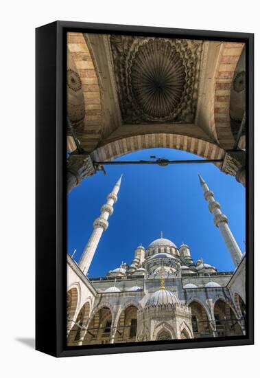 Inner Courtyard Low Angle View of Yeni Cami or New Mosque, Istanbul, Turkey-Stefano Politi Markovina-Framed Premier Image Canvas