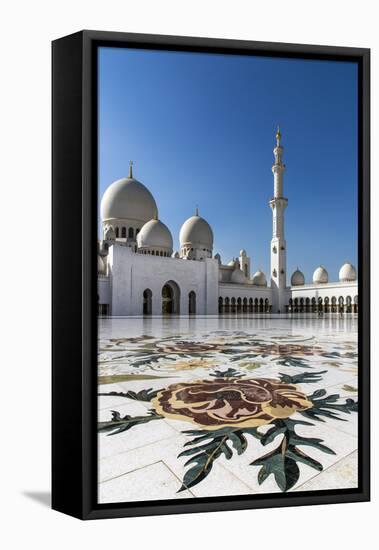 Inner courtyard of Sheikh Zayed Mosque, Abu Dhabi, United Arab Emirates-Stefano Politi Markovina-Framed Premier Image Canvas