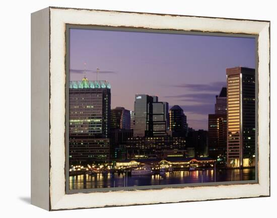 Inner Harbor at Dusk, Baltimore, Maryland-Jim Schwabel-Framed Premier Image Canvas