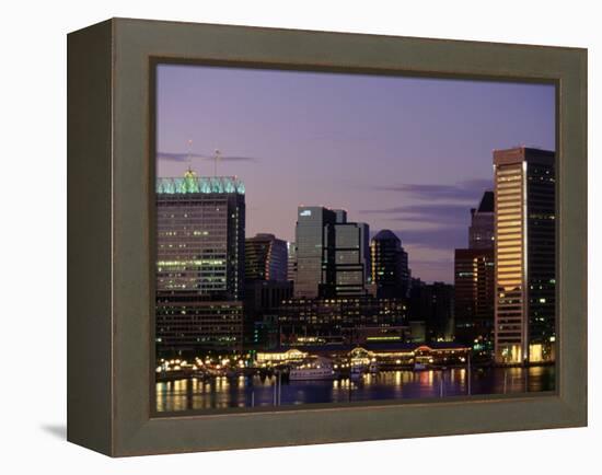 Inner Harbor at Dusk, Baltimore, Maryland-Jim Schwabel-Framed Premier Image Canvas