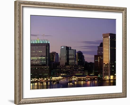 Inner Harbor at Dusk, Baltimore, Maryland-Jim Schwabel-Framed Photographic Print