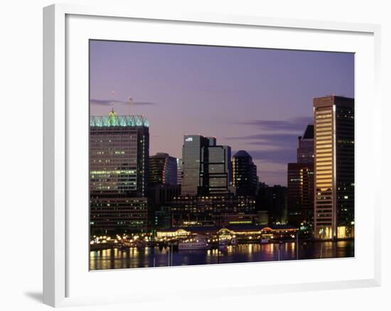 Inner Harbor at Dusk, Baltimore, Maryland-Jim Schwabel-Framed Photographic Print