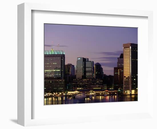 Inner Harbor at Dusk, Baltimore, Maryland-Jim Schwabel-Framed Photographic Print