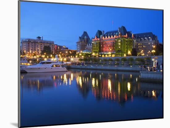 Inner Harbour with the Empress Hotel at Night, Victoria, Vancouver Island, British Columbia, Canada-Martin Child-Mounted Photographic Print