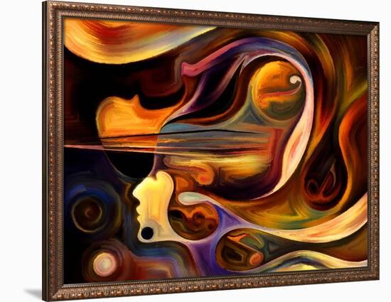 Inner Melody Series. Abstract Design Made of Colorful Human and Musical Shapes on the Subject of Sp-agsandrew-Framed Art Print