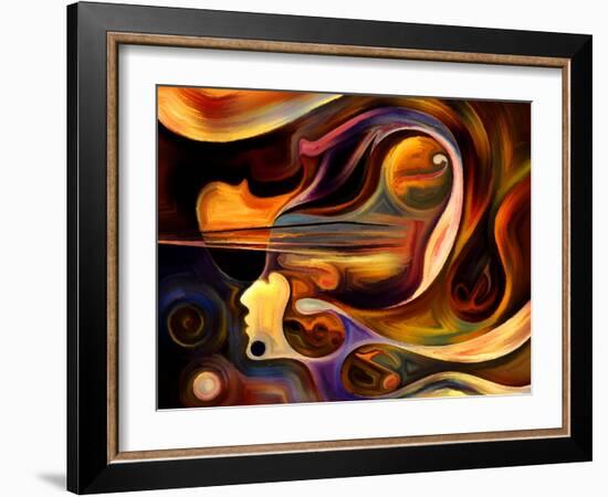 Inner Melody Series. Abstract Design Made of Colorful Human and Musical Shapes on the Subject of Sp-agsandrew-Framed Art Print