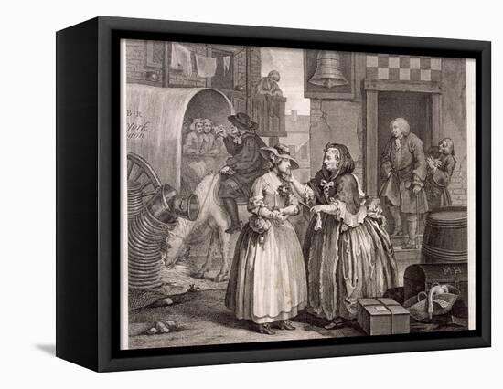 Innocence Betrayed, or the Journey to London, Plate I of the Harlot's Progress, 1732-William Hogarth-Framed Premier Image Canvas