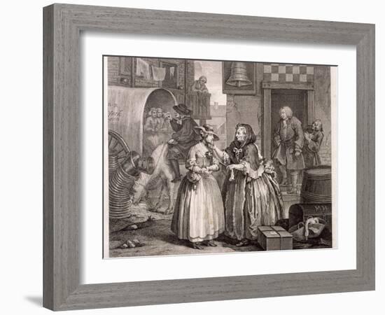 Innocence Betrayed, or the Journey to London, Plate I of the Harlot's Progress, 1732-William Hogarth-Framed Giclee Print