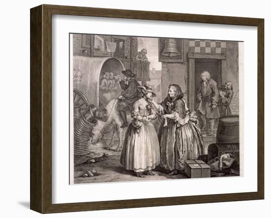 Innocence Betrayed, or the Journey to London, Plate I of the Harlot's Progress, 1732-William Hogarth-Framed Giclee Print